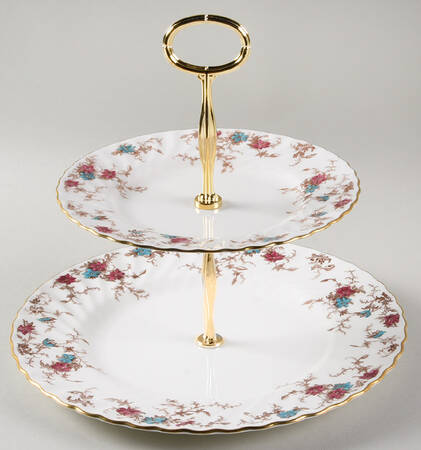 Ancestral (Wreath Backstamp) 6 5/8"-10"  2 Tiered Serving Tray (Dp, Sp) HC