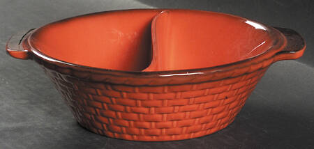 Red Rooster Red Round Divided Vegetable Bowl
