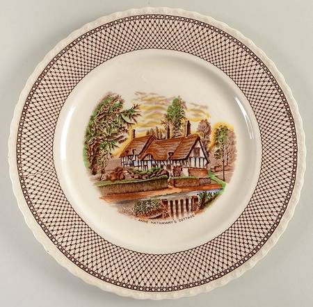 Shakespeare Land Brown Multicolor Dinner Plate