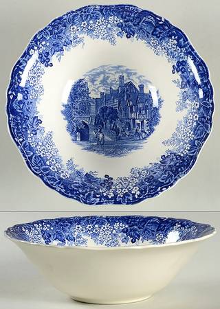Romantic England Blue (Shield Backstamp) 8" Round Vegetable Bowl