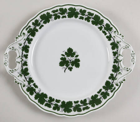 Full Green Vine (Scalloped, No Trim) Handled Cake Plate