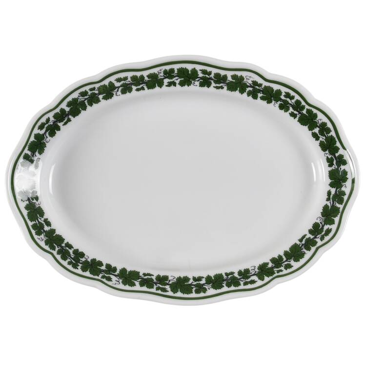 Full Green Vine (Scalloped, No Trim) 9" Oval Serving Platter