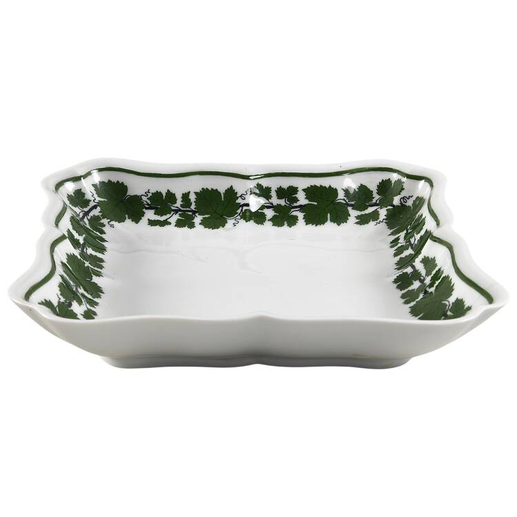 Full Green Vine (Scalloped, No Trim) 8" Square Vegetable Bowl