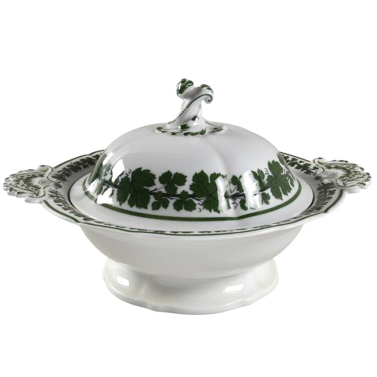 Full Green Vine (Scalloped, No Trim) Round Covered Vegetable by Meissen (Germany)