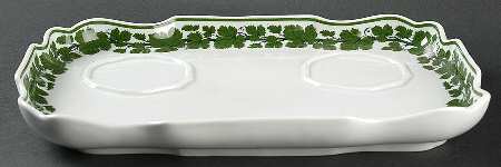 Full Green Vine (Scalloped, No Trim) Double Ink Pots W/Lid Stand
