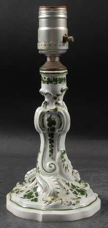Full Green Vine (Scalloped, No Trim) Candlestick Lamp No Shade