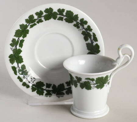 Full Green Vine (Smooth, No Trim) Footed Demitasse Cup & Saucer Set