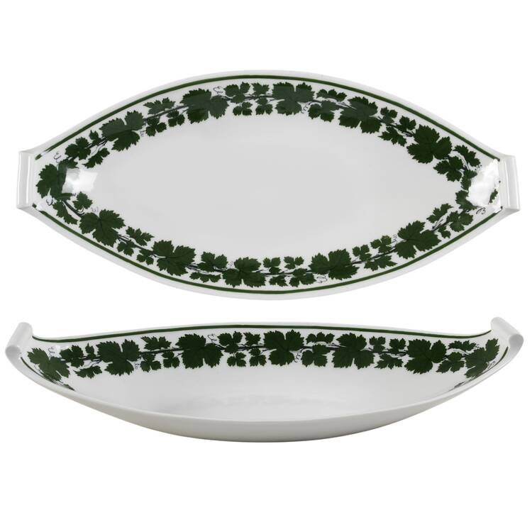 Full Green Vine (Smooth, No Trim) 15" Large Oval Salad Serving Bowl