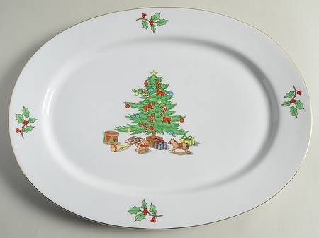 Home For The Holidays (No Gold Band) 13" Oval Serving Platter