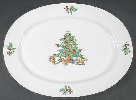 Home For The Holidays (No Gold Band) 14" Oval Serving Platter