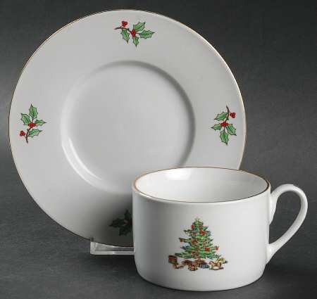 Home For The Holidays (No Gold Band) Flat Cup & Saucer Set