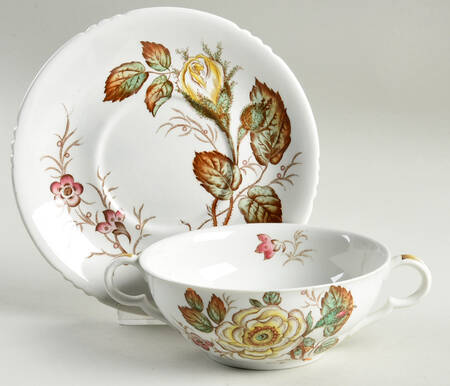 Old Rose Flat Cream Soup Bowl & Saucer Set