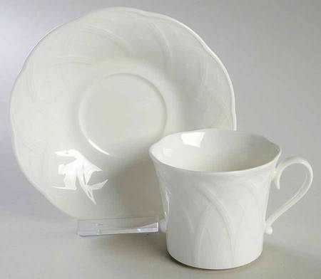 White House Flat Cup & Saucer Set