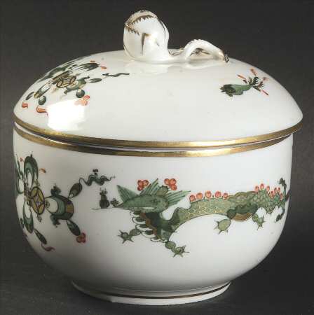 Dragon Green (Red Dot Accent) Sugar Bowl & Lid