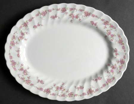 Brides Bouquet, Swirl, No Gold  12" Oval Serving Platter