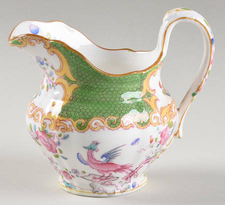 Cockatrice Green (Scalloped, Brown Trim) Creamer