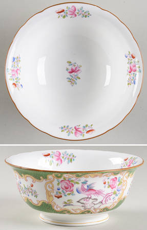 Cockatrice Green (Scalloped, Brown Trim) Coupe Cereal Bowl