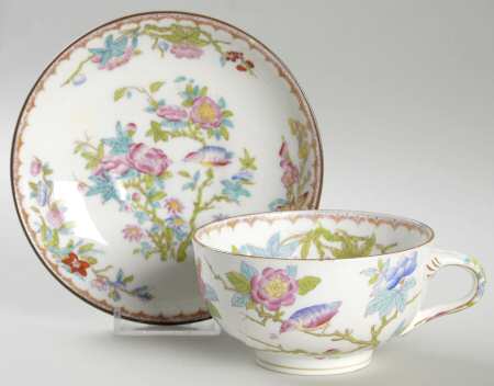 Cuckoo (Smooth, White, Globe Bks) Oversized Cup & Saucer Set by Minton