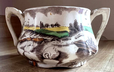 Pastoral Brown Multicolor Sugar Bowl No Lid