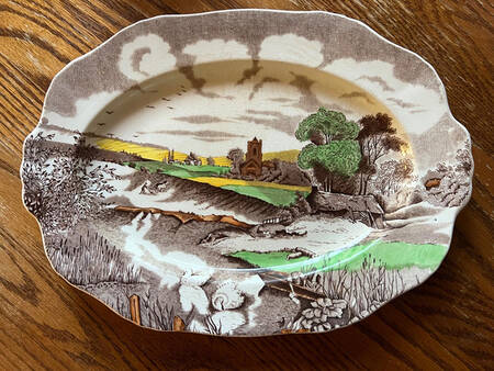 Pastoral Brown Multicolor 12" Oval Serving Platter