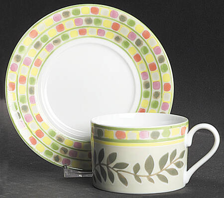 Park Row Green Flat Cup & Saucer Set