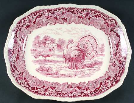 Vista Pink (Turkey Center) 19" Oval Serving Platter