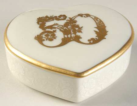 Golden Anniversary Heart Shape Box & Lid