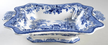 Fountains Blue Rectangular Vegetable Bowl No Lid