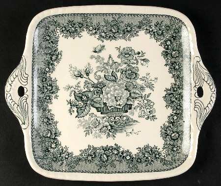 Ascot Green Handled Cake Plate
