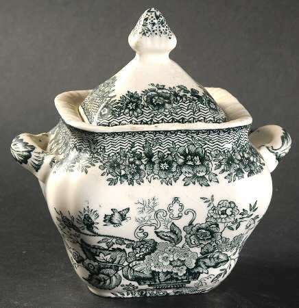 Ascot Green Sugar Bowl & Lid