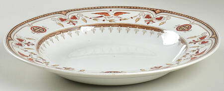 Berlin Bird Gray, Rust and Tan Large Rim Soup Bowl