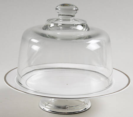 Cameo Platinum 6 1/2"-7 1/2" Footed Cheese Plate w/ Glass Dome HC