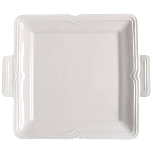 Antique White (Not Bone) 11" Square Handled Cake Plate
