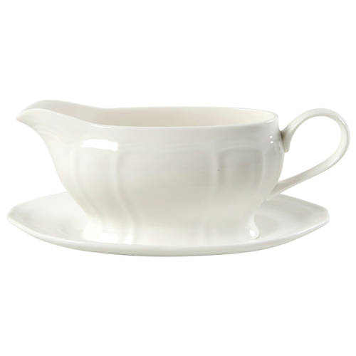 Antique White (Not Bone) Gravy Boat & Underplate