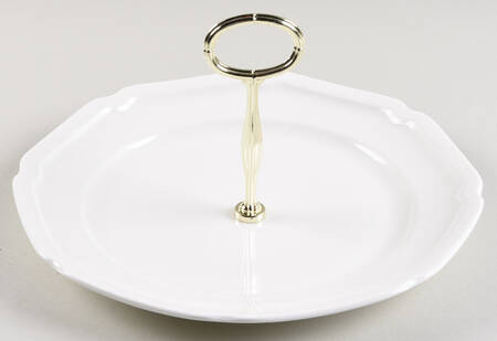 Antique White (Not Bone) Round Serving Plate with Center Handle (Dp) Hc