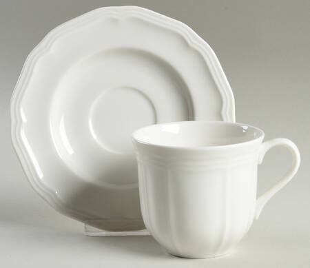 Antique White (Not Bone) Flat Cup & Saucer Set