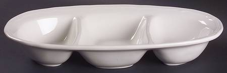 Antique White (Not Bone) 3-Part Oval Divided Server