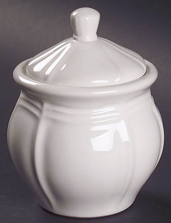 Antique White (Not Bone) Small Covered Jar & Lid