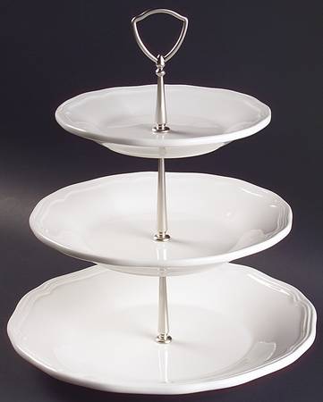 Antique White (Not Bone) 3-Tiered Serving Tray (DP, SP, BB)