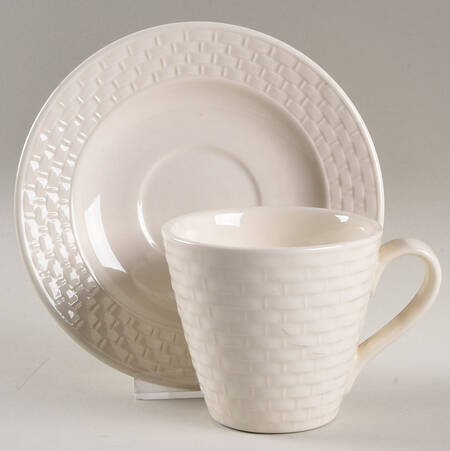 Wicker White Flat Cup & Saucer Set