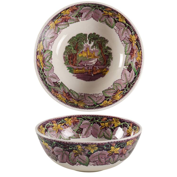 Vista Burgundy Yellow Multicolor 10" Round Serving Bowl