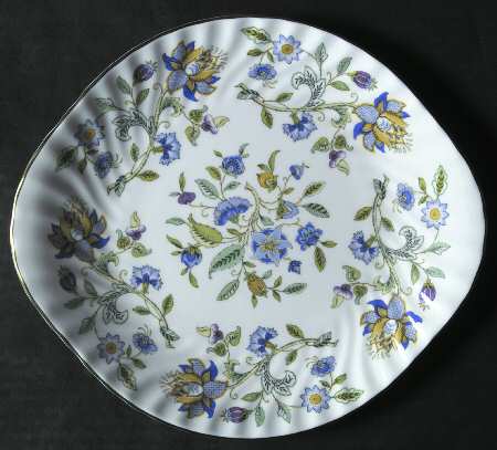 Haddon Hall Blue (Gold Trim) Handled Cake Plate