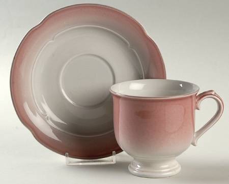 Peach Footed Cup & Saucer Set