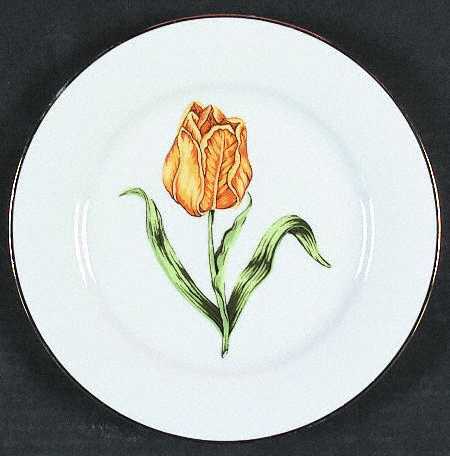 Golden Leaf Floral Salad Plate