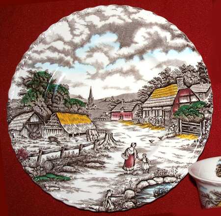 Rural Scene Multicolor Luncheon Plate