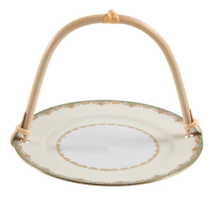 MEI677 5 3/8"-5 5/8" Bamboo Handled Serving Plate  HC