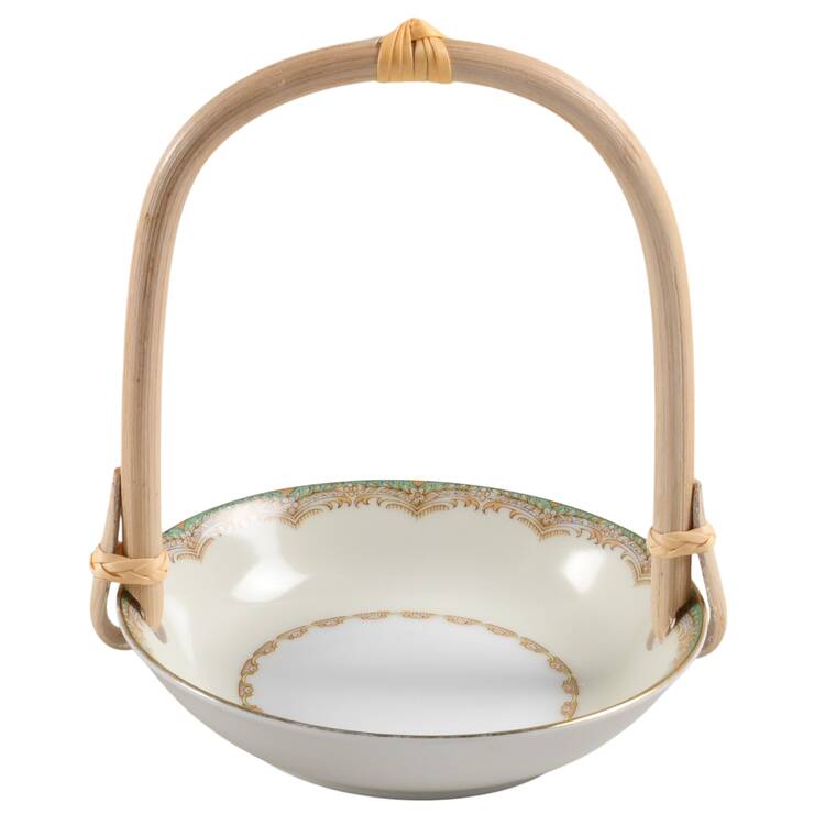 MEI677 7''-7 1/4'' Basket W/Bamboo Handle HC