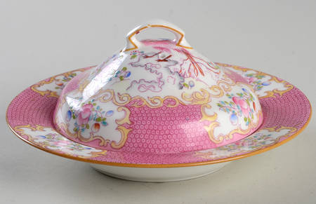 Cockatrice Pink (Smooth, Globe Backstamp) Mini Round Covered Butter