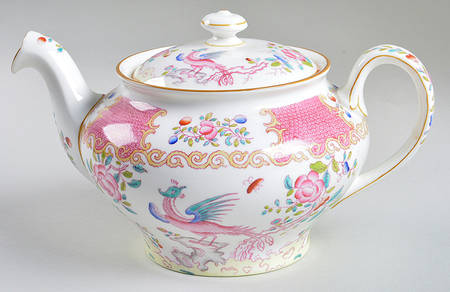 Cockatrice Pink (Smooth, Globe Backstamp) Small Teapot & Lid