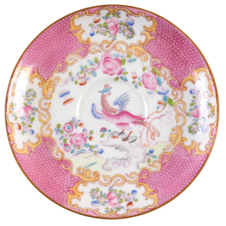 Cockatrice Pink (Smooth, Globe Backstamp) Saucer for Footed Cream Soup Bowl